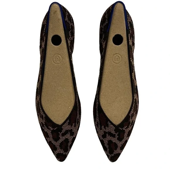 New in Box Rothy’s the Point Ballet Flat Slip On Shoe in Mocha Spot Animal 10.5 - Picture 2 of 11